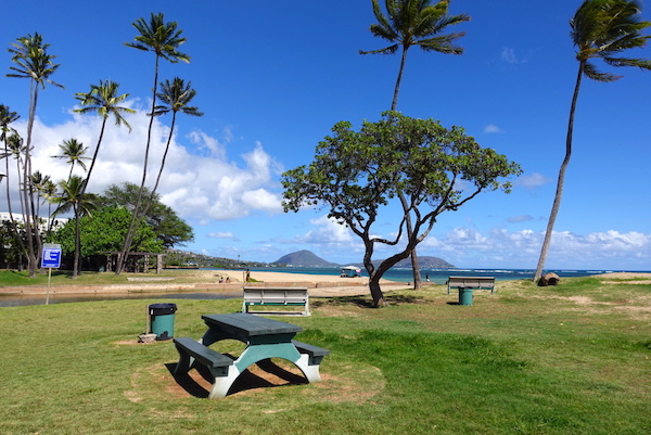 バーベキューをするハワイのビーチ