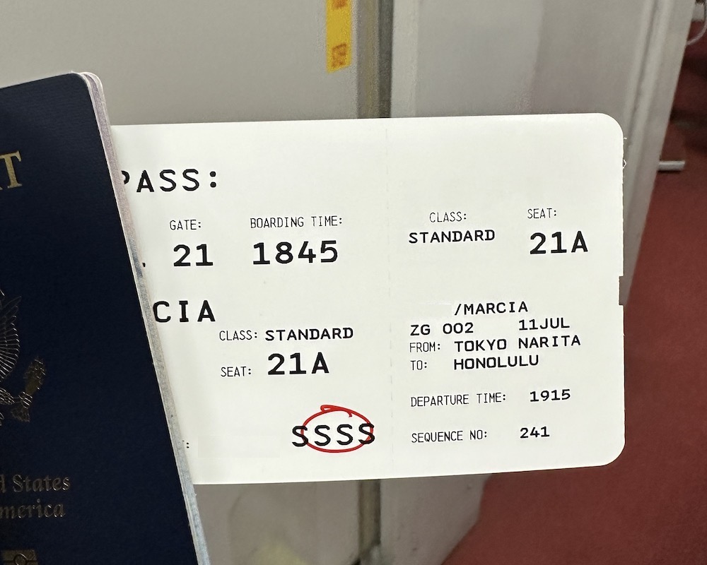 航空券のSSSSで追加の保安検査